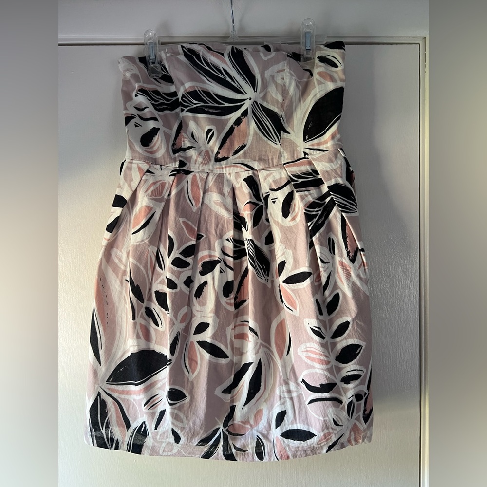 Aqua Strapless 100% Cotton Mini Dress Floral Coquette Wedding Guest Party Summer